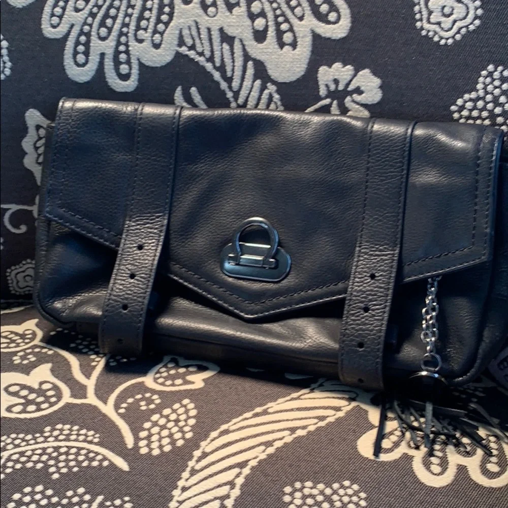 Crown Clutch Black Leather NWOT